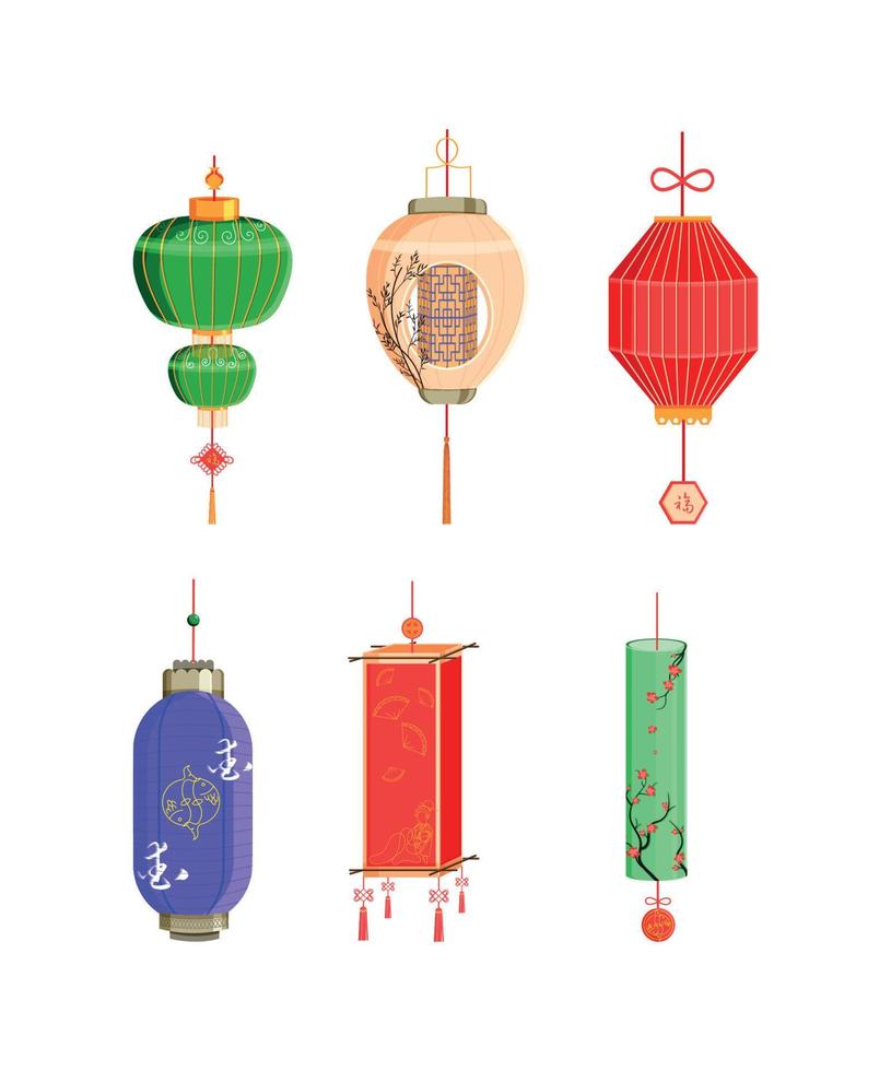 Set of chinese lanterns vector