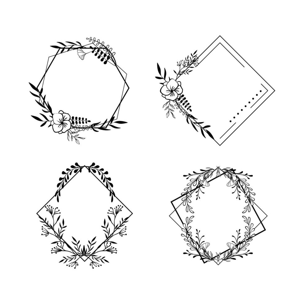 Collection Vector illustration of Floral Frames