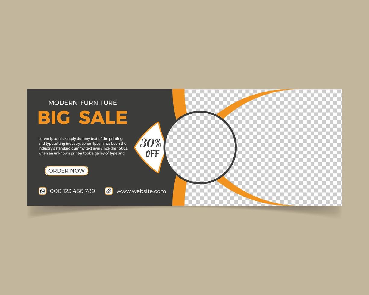 Furniture facebook cover and panoramic Clean design banner template vector