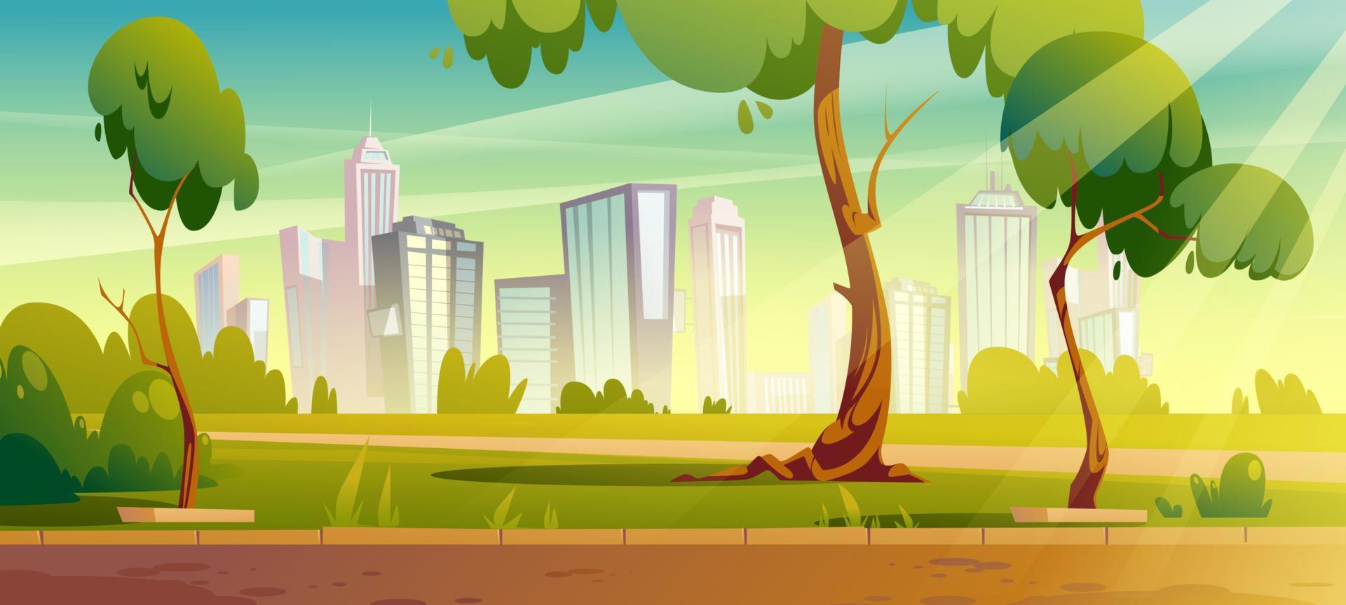 parque de la ciudad, paisaje de verano o primavera, paisaje urbano vector