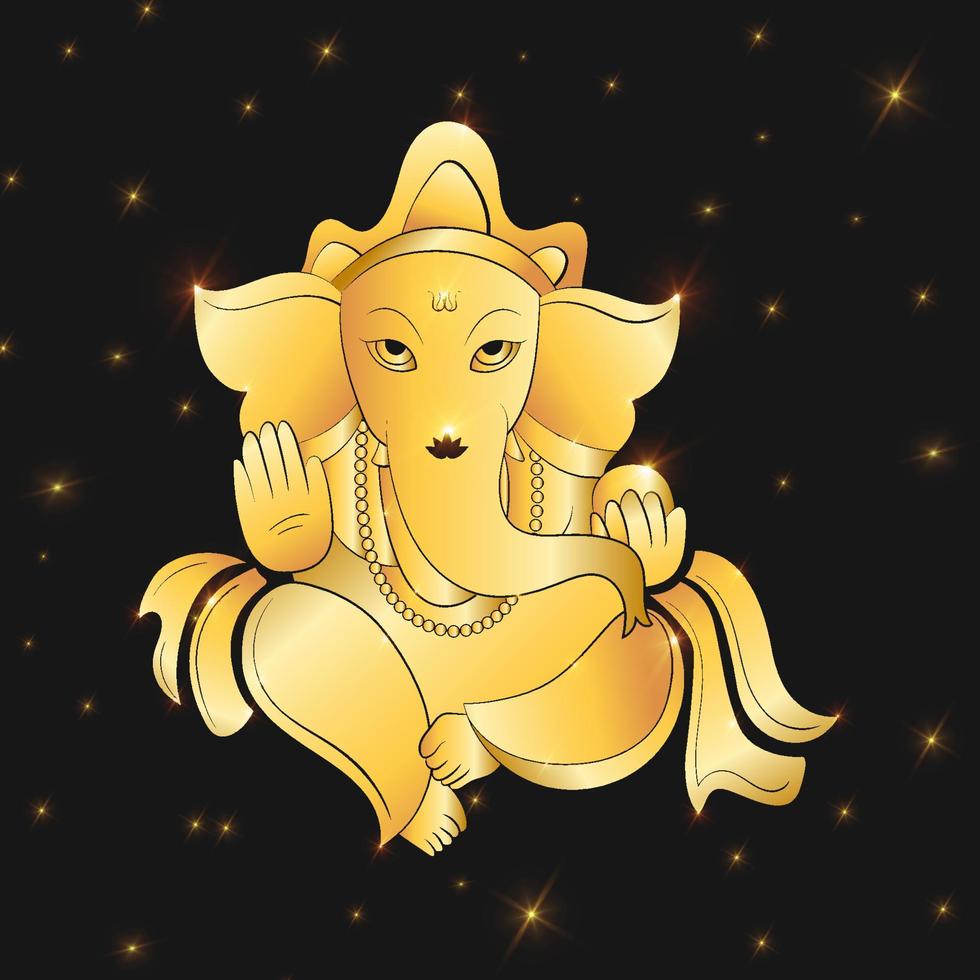 ilustración de vector de oro de sri ganesh para invitación de boda, papel tapiz y chaturthi de ganesh.