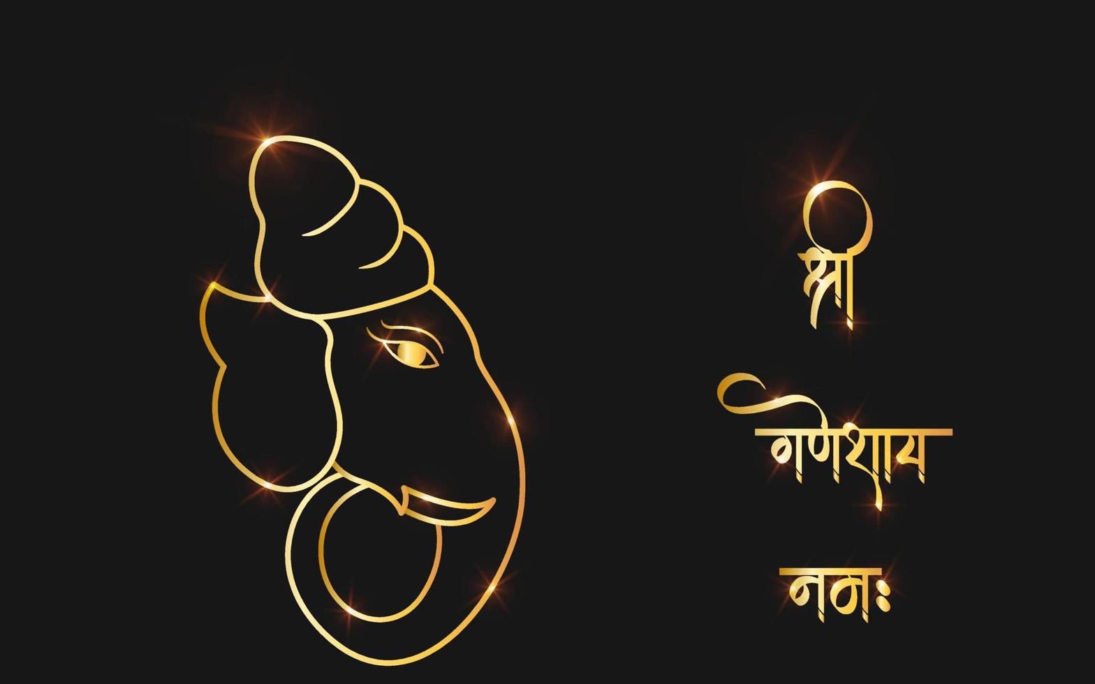 Ganpati vector, sri ganesh gradient golden stroke vector object.