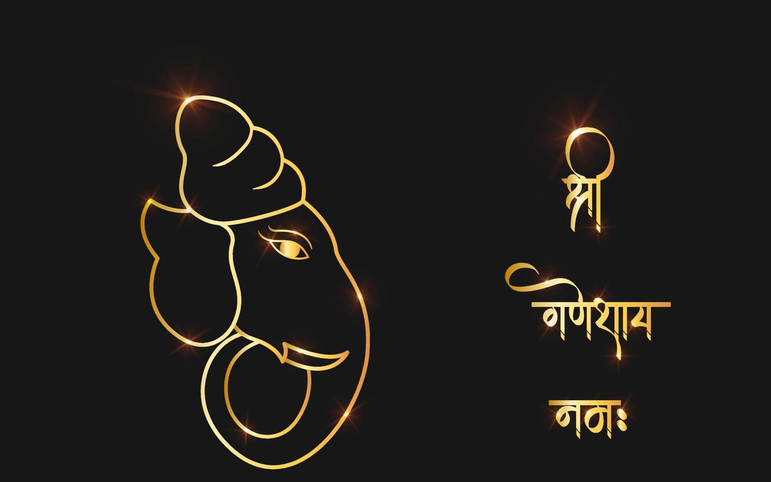 vector ganpati, objeto vectorial de trazo dorado degradado sri ganesh.