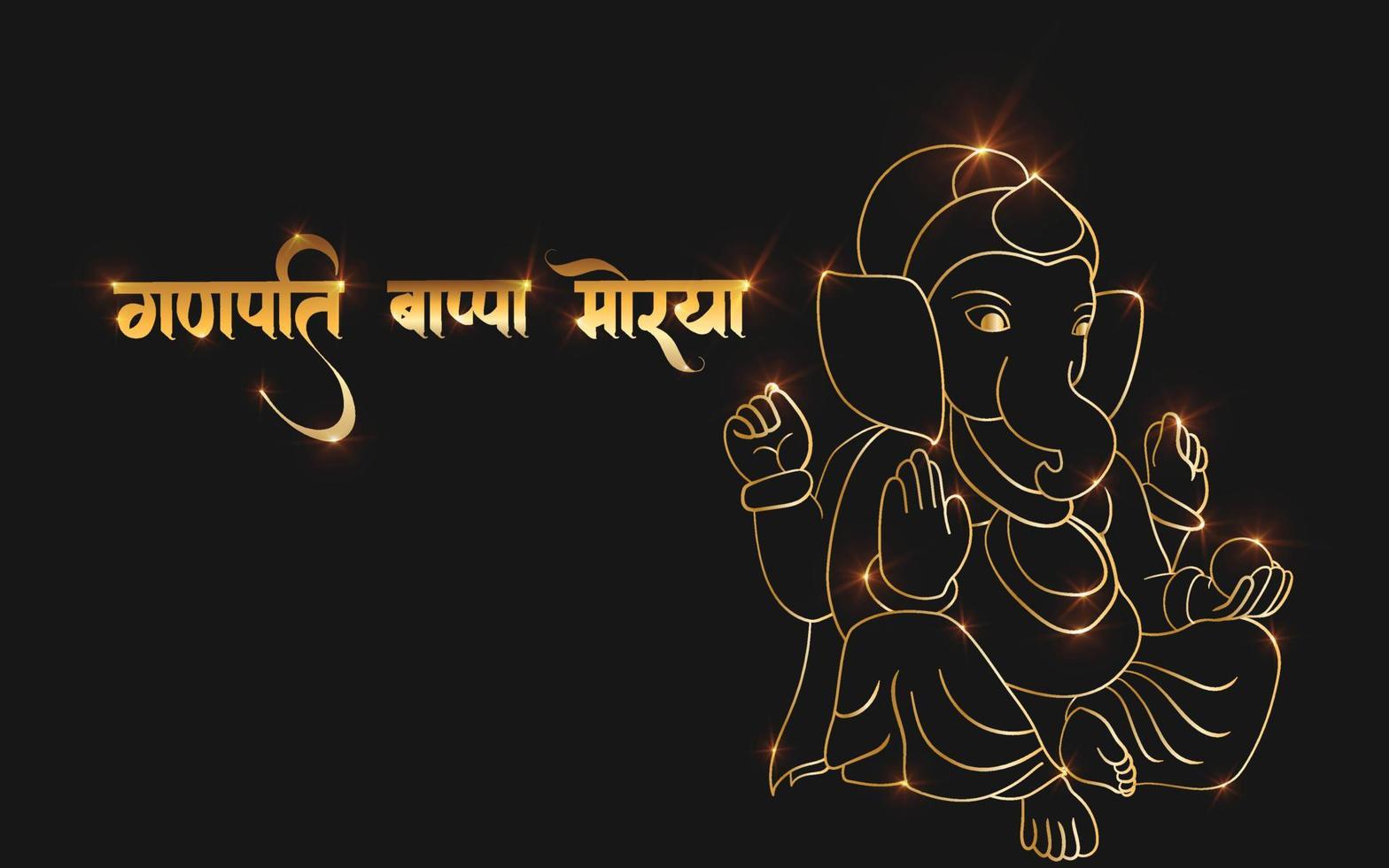 Ganpati vector, sri ganesh gradient golden stroke vector object.