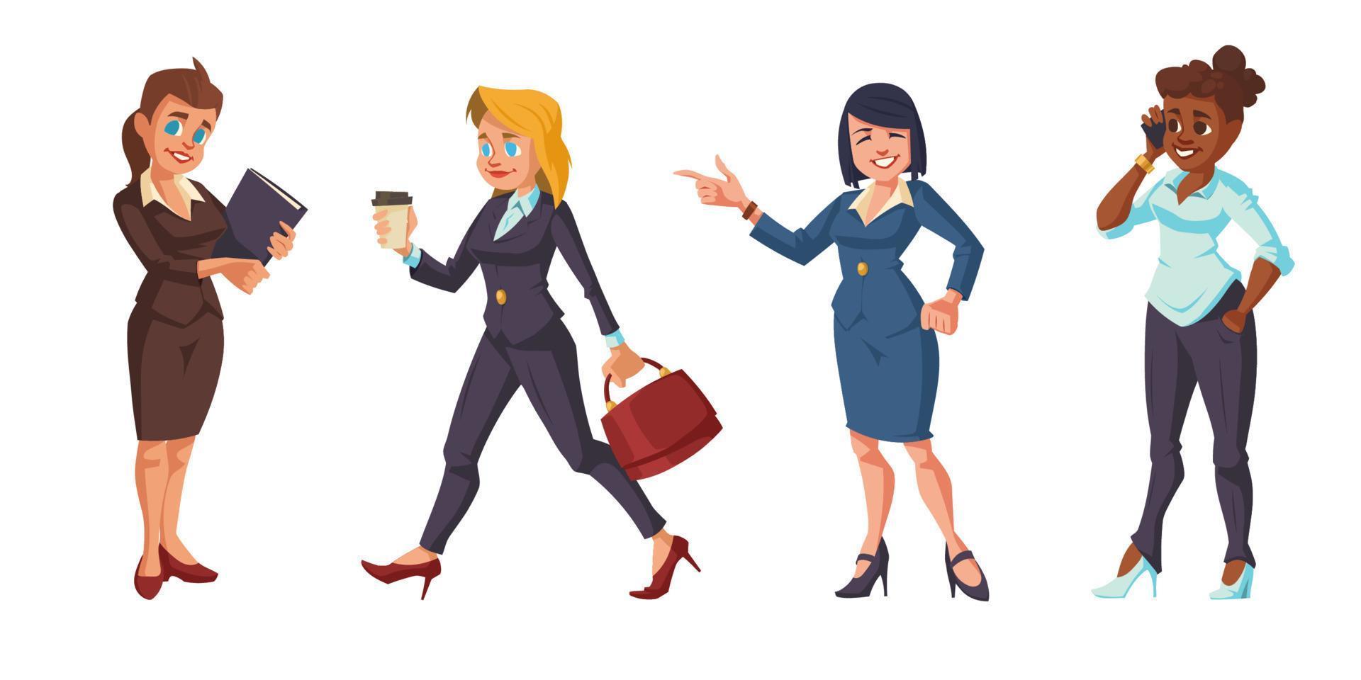 Cartoon business women characters isolated set vector