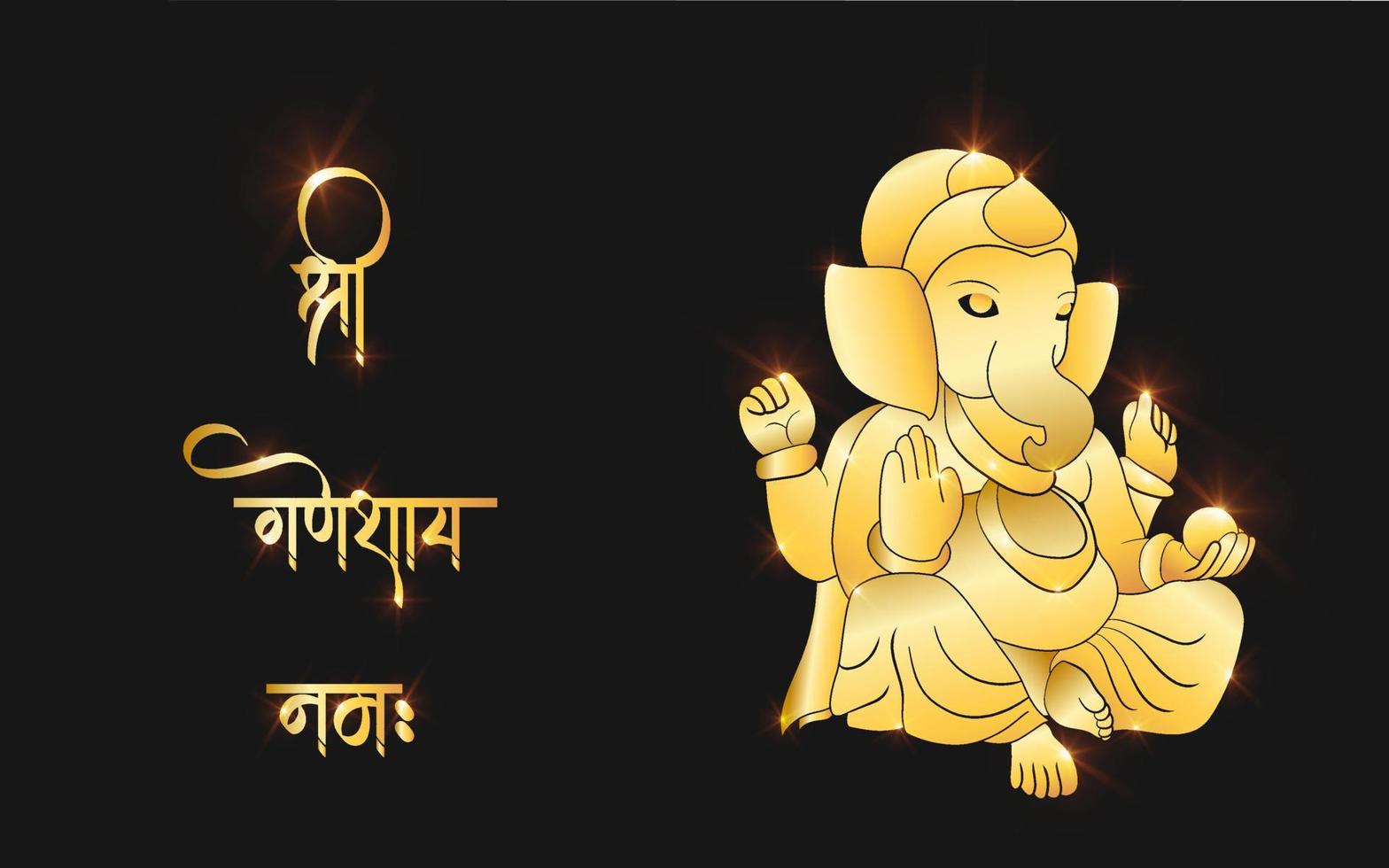 ilustración de vector de oro de sri ganesh para invitación de boda, papel tapiz y chaturthi de ganesh.