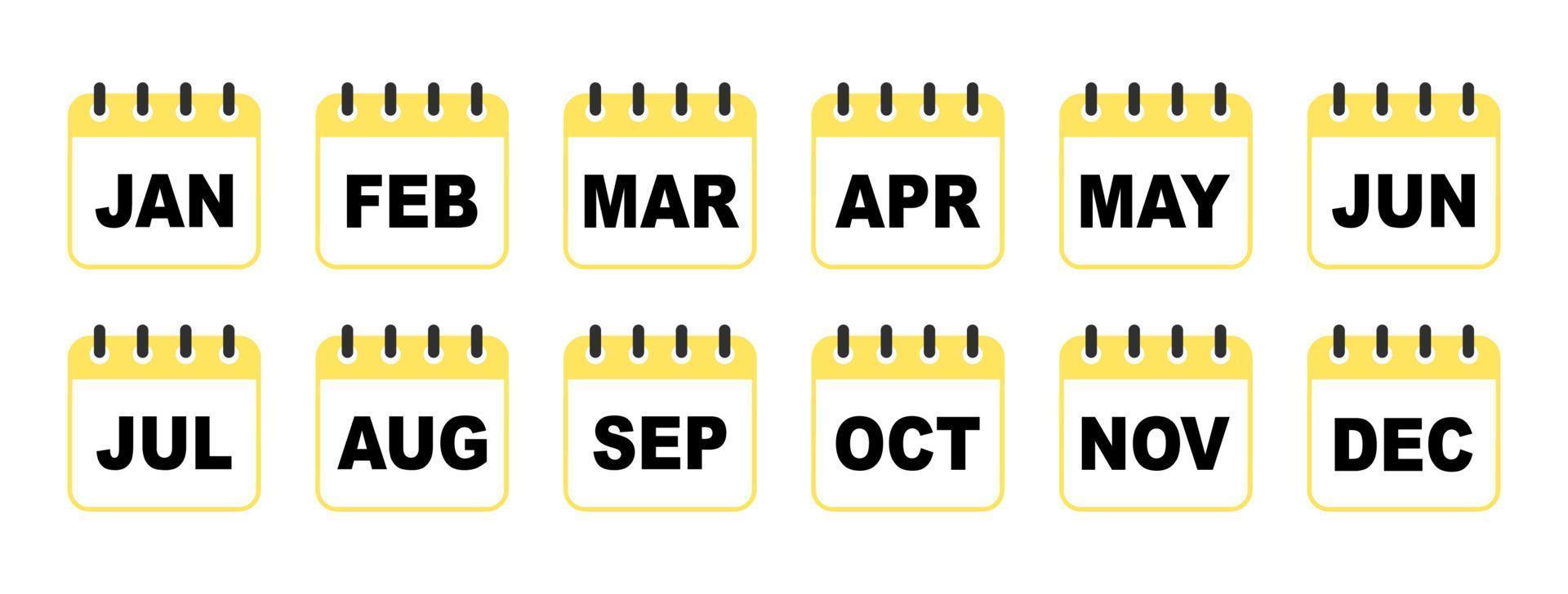 todos los meses del año en un conjunto. conjunto de calendario vector