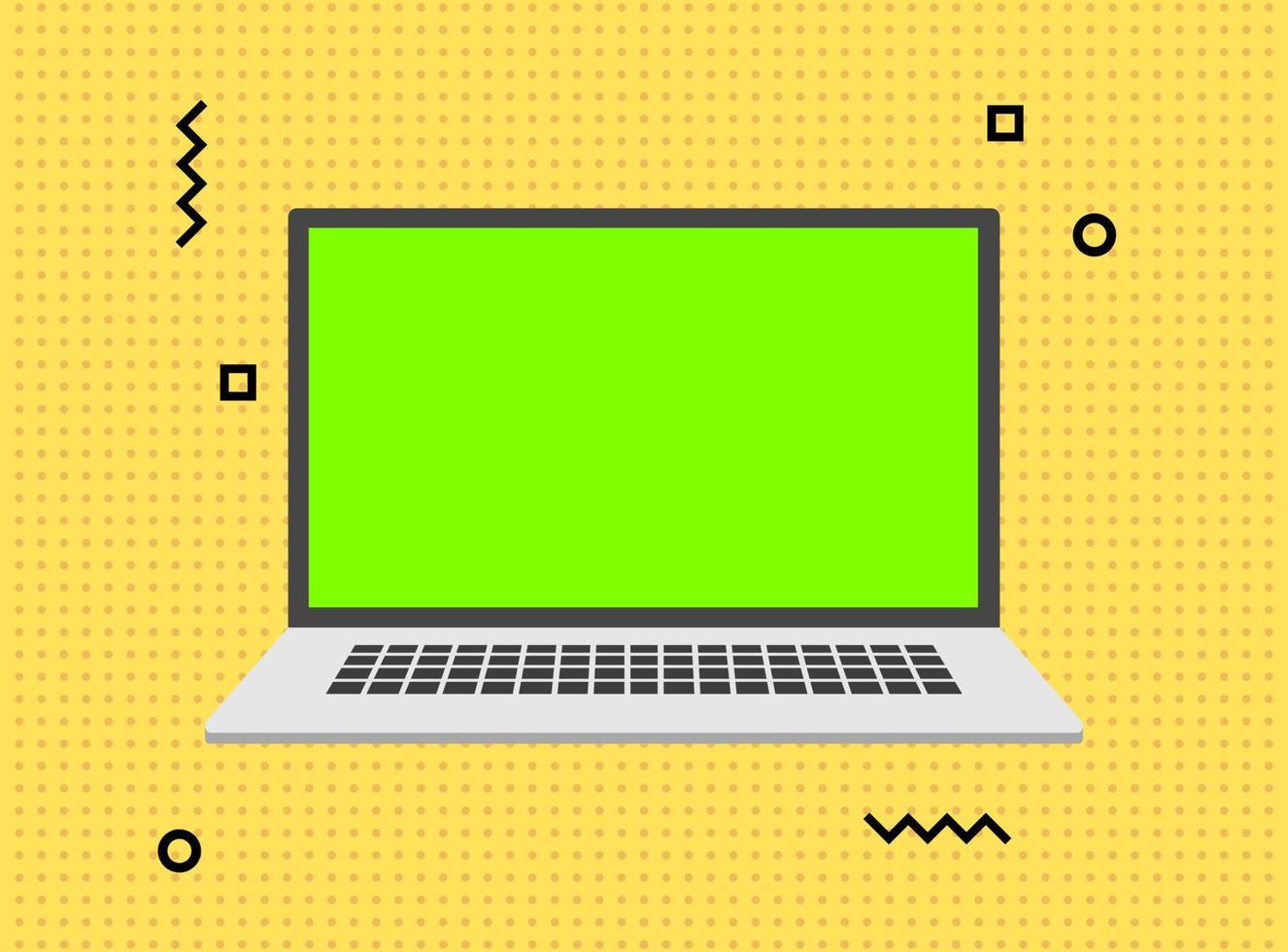 Laptop with green screen. Copy space. Video call concept vector