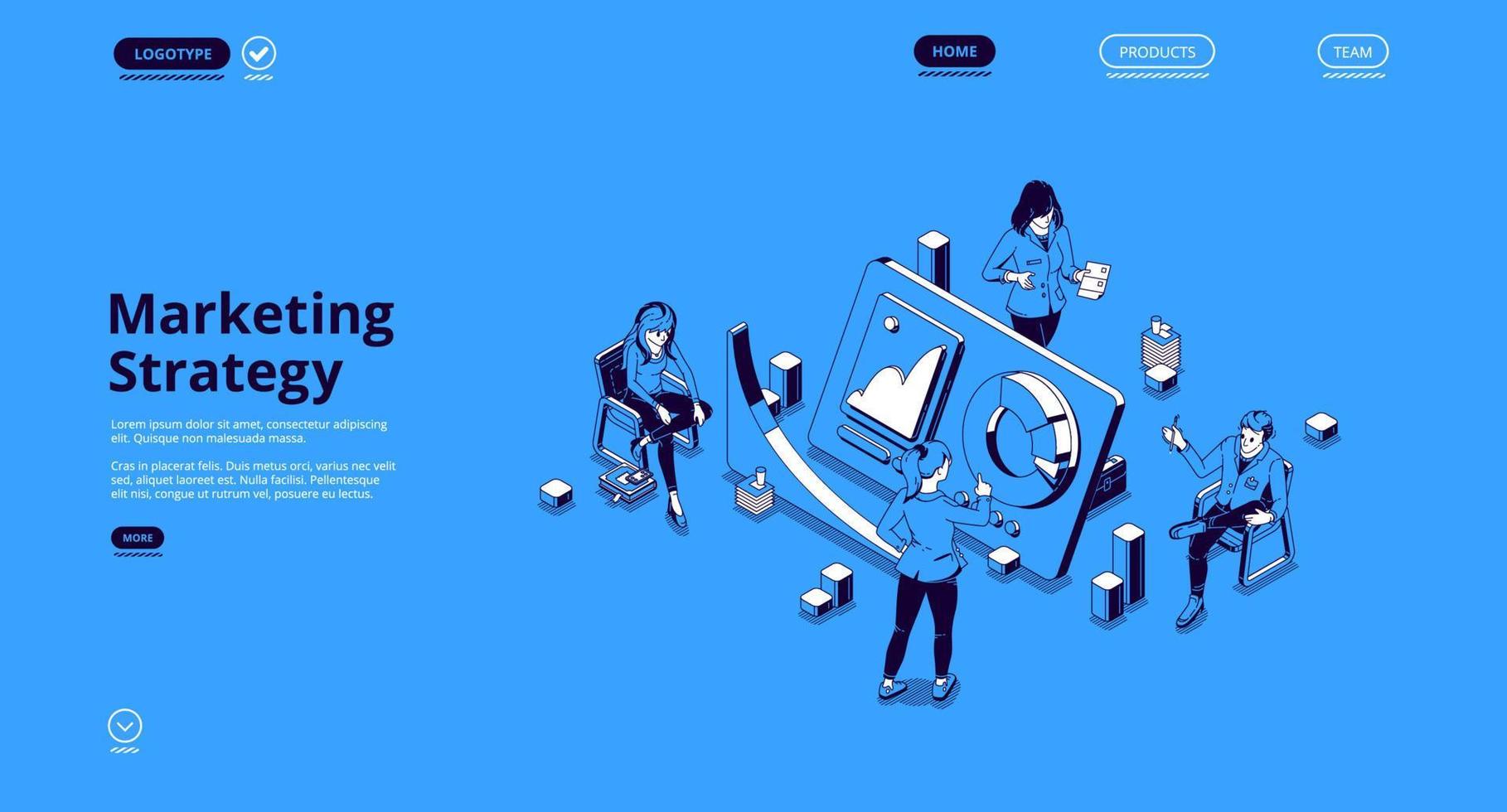 Vector landing page for marketing strategy