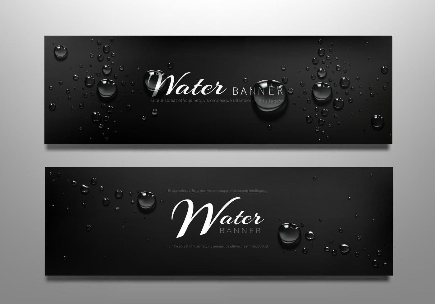 Water drop banners, background with liquid spheres vector