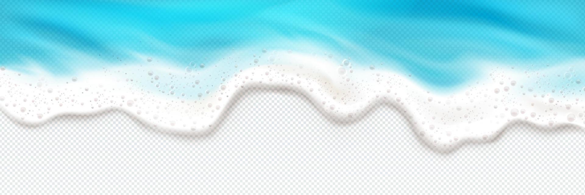 Top view of sea wave foam splashing border, frame vector