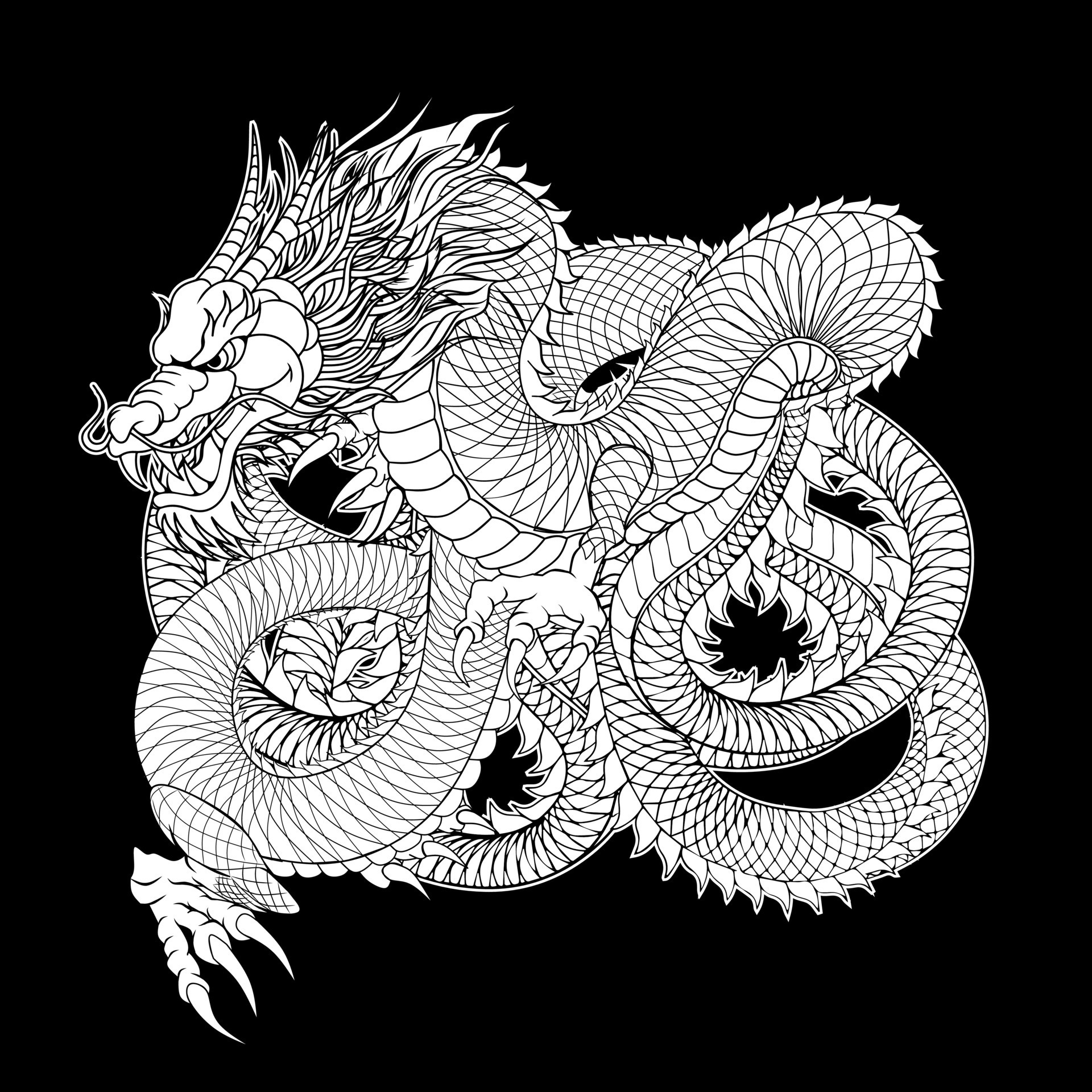 Japanese dragon drawing