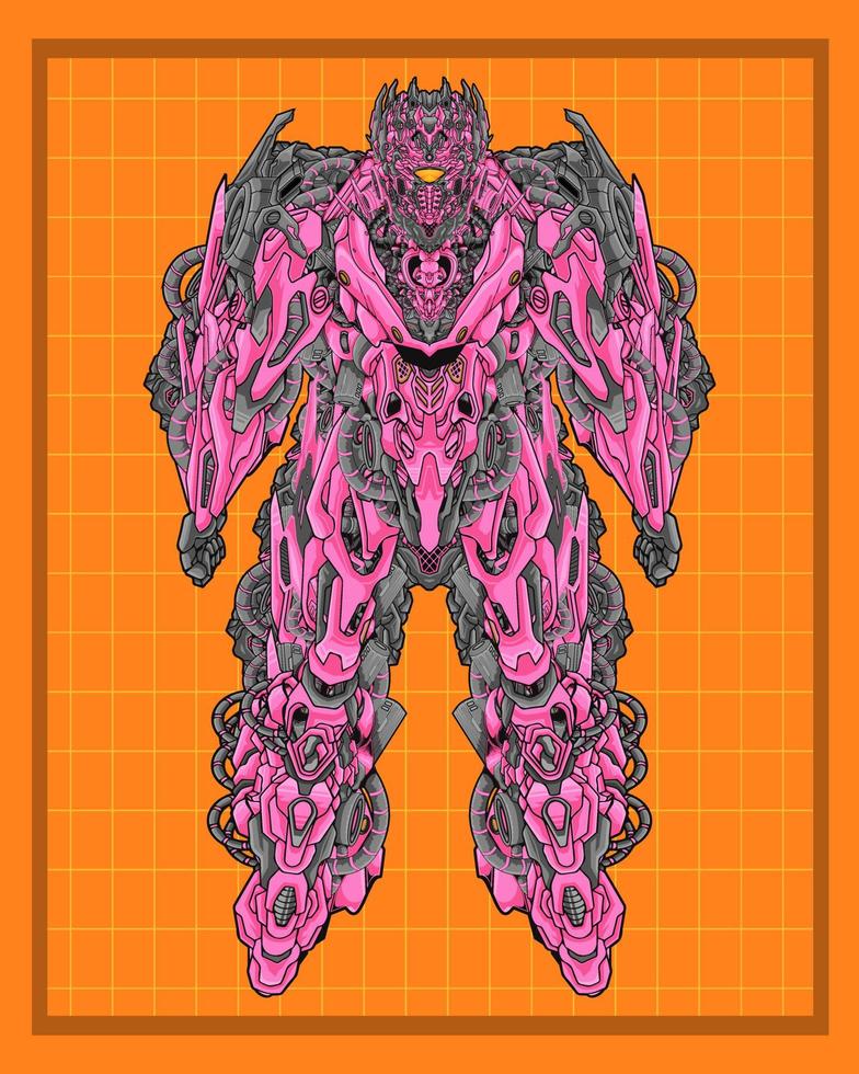 Mecha body robot illustration, this is an ideal vector illustration for mascots and tattoos or T-shirt graphics