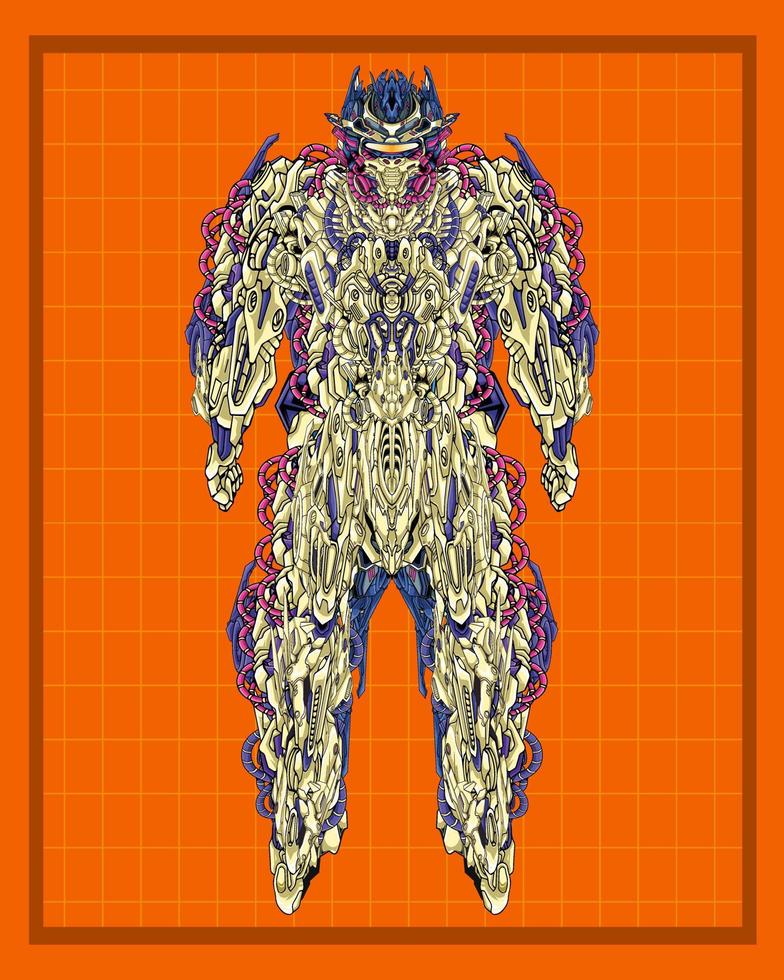 Mecha body robot illustration, this is an ideal vector illustration for mascots and tattoos or T-shirt graphics