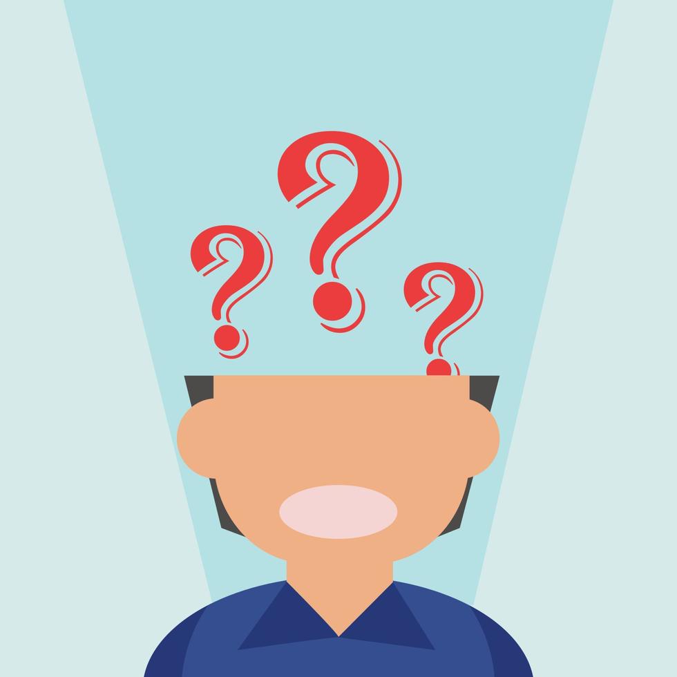 vector illustration with man raised hands and question marks for consultancy and question and answers sessions concepts. Use for decorate for Question and Answer time.