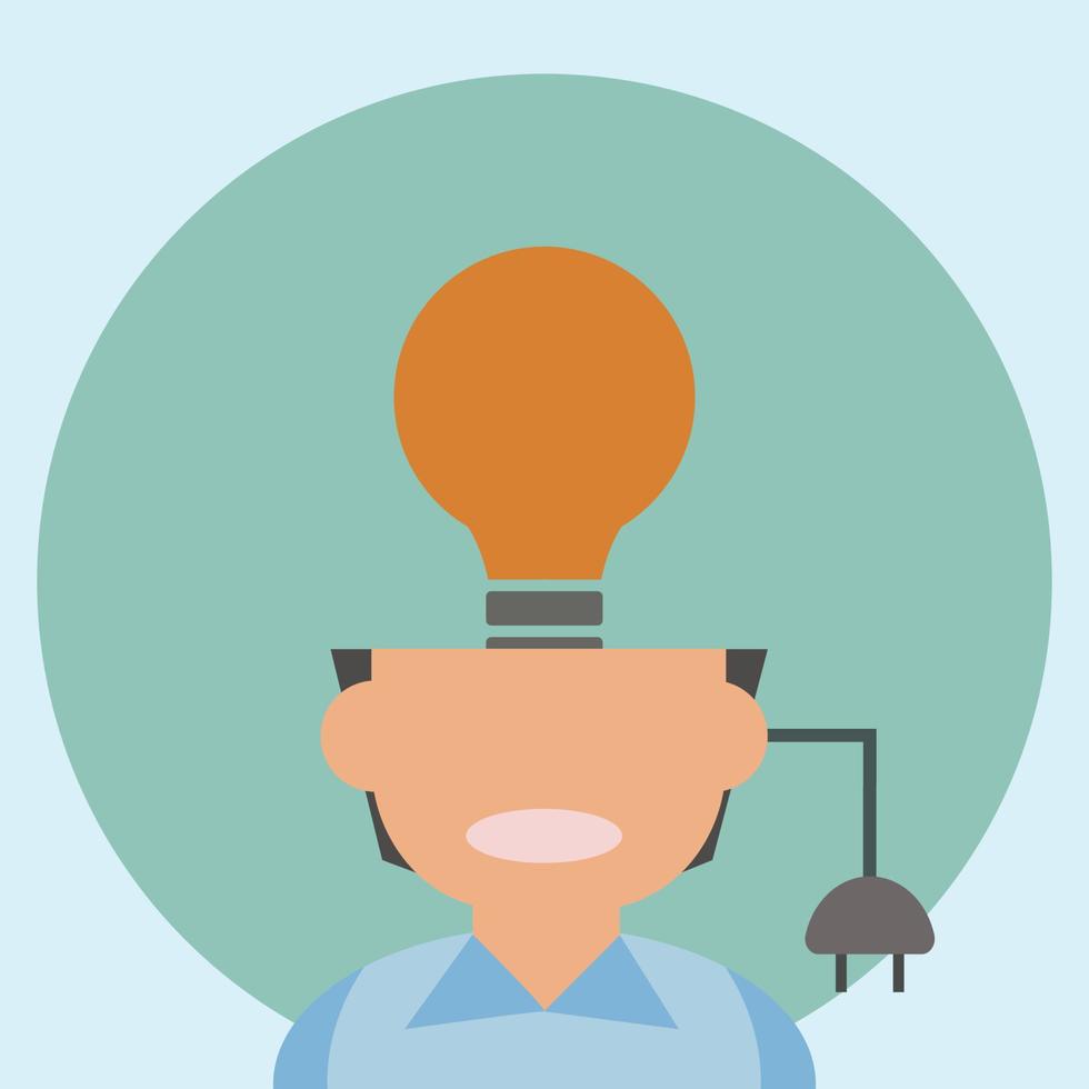 man is no idea , need inspiration for plug bulb idea , education or business inspire concept. Illustration vector of business education background concept. use for decorate idea inspiration concept.