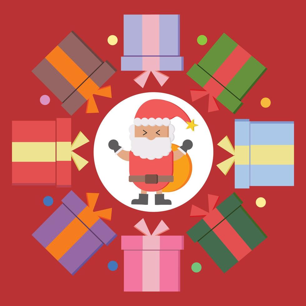 día de navidad vector de fondo rojo amor alegre grupo de caja de regalo y santa claus compras en línea decoración de banner de navidad día de navidad ilustración de patrón de caja de regalo de santa claus fondo rojo.