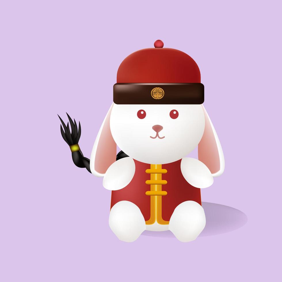 Chinese new year celebration with cute rabbit vector