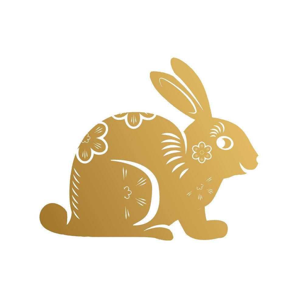 chinese rabbits collection of golden bunnies symbol of 2023 year vector