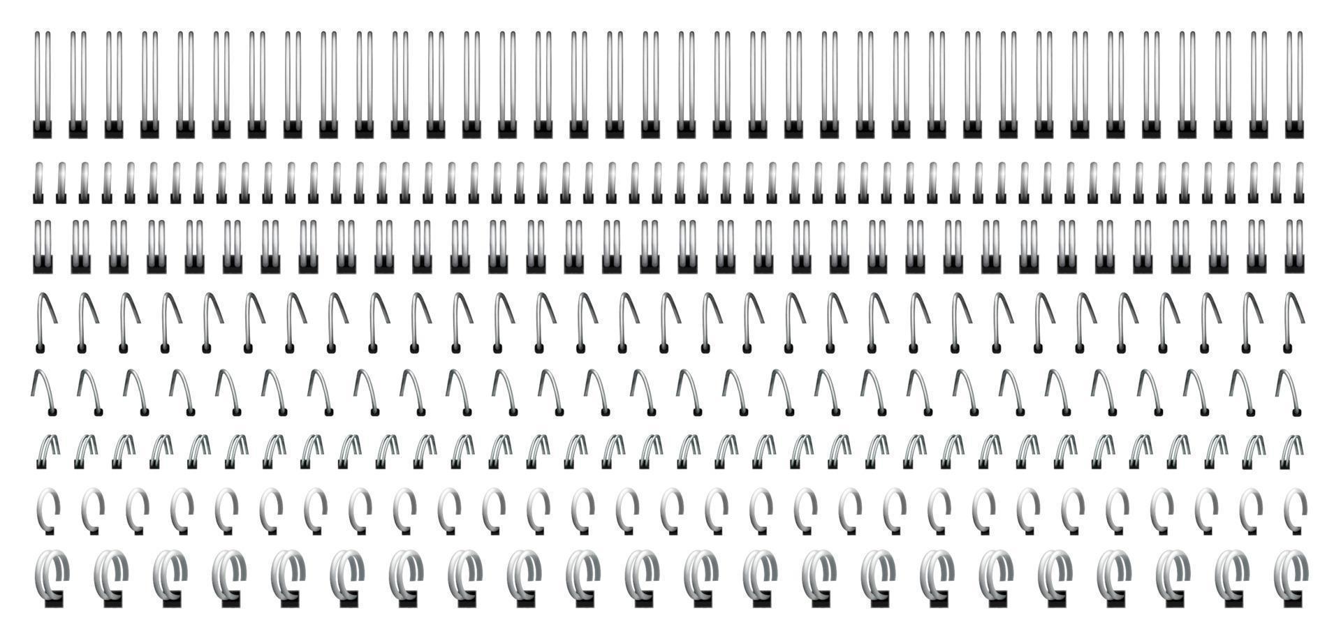 Notebook spirals, wire ring bindings and springs vector