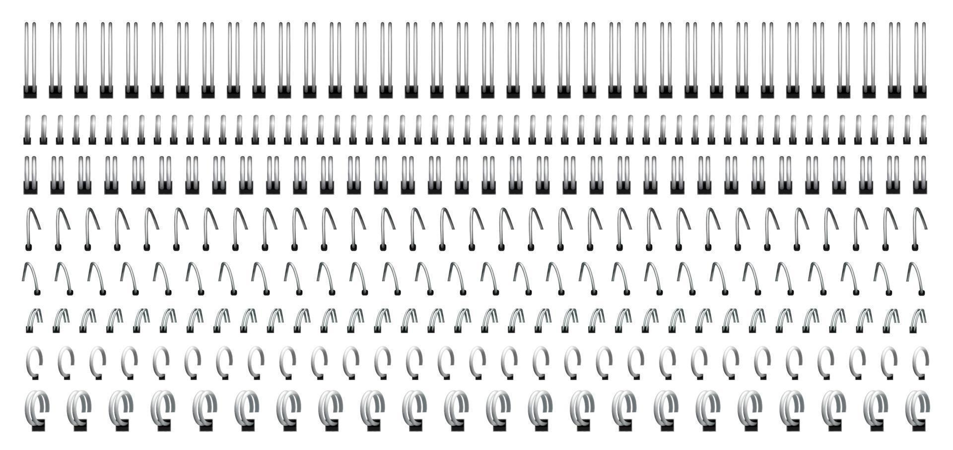 Notebook spirals, wire ring bindings and springs vector