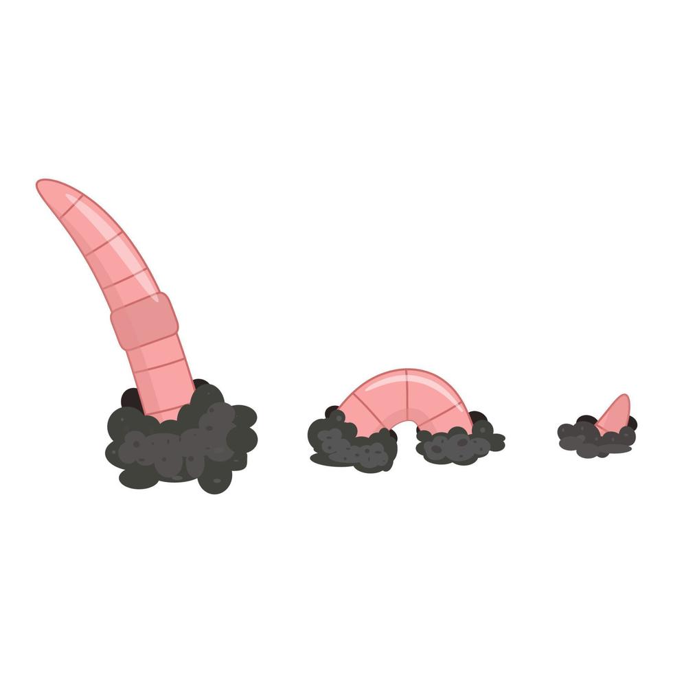 An earthworm sticks out of the ground vector