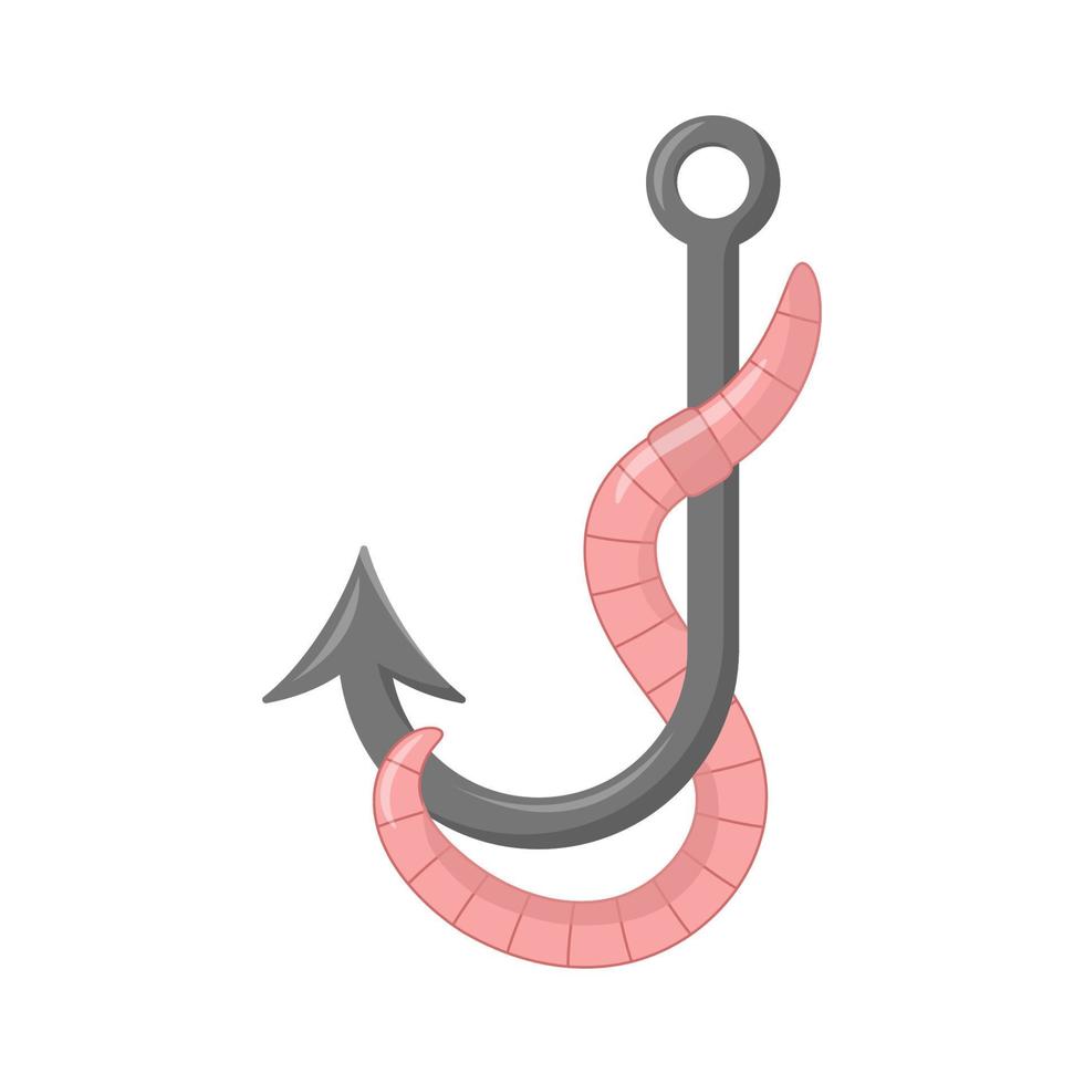 An earthworm on a fishing hook vector