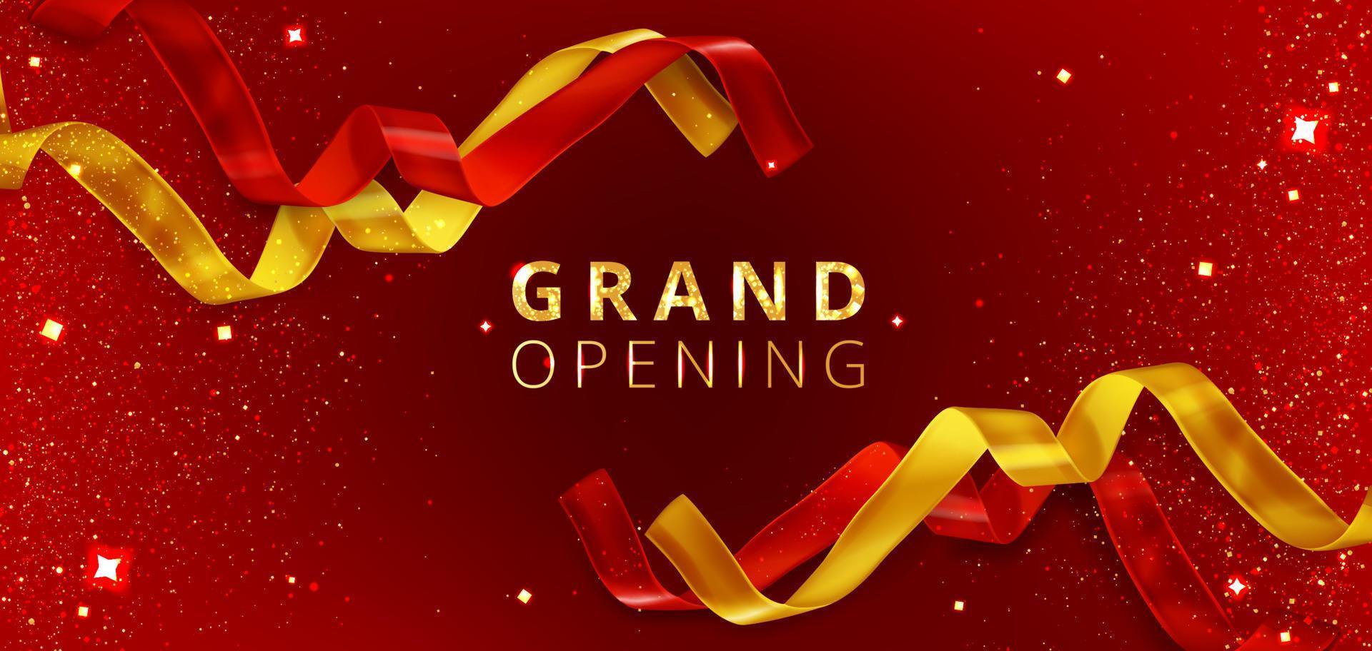 Grand opening event poster with cut ribbons vector