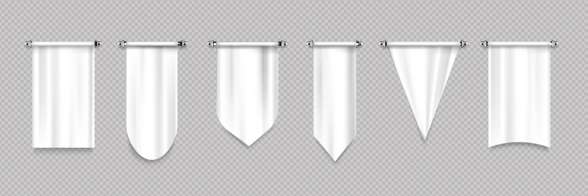 White canvas pennant flags different shapes vector