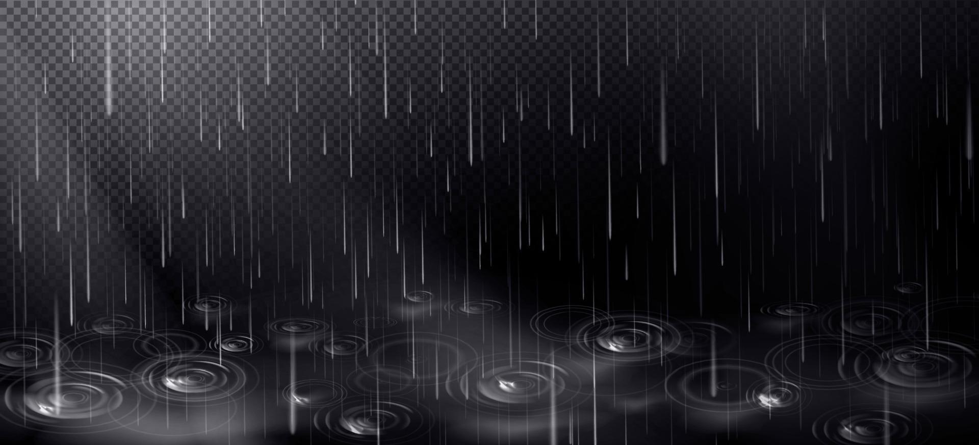 Rain and puddle with circles from falling drops vector