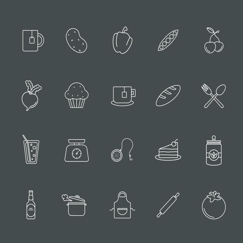 cooking icons big bundle workplace no text vector