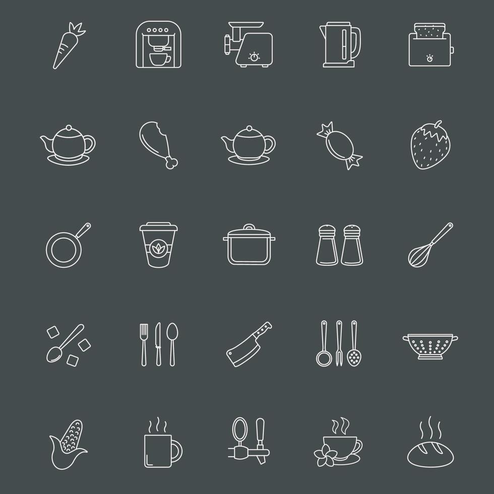 cooking icons big bundle workplace no text vector