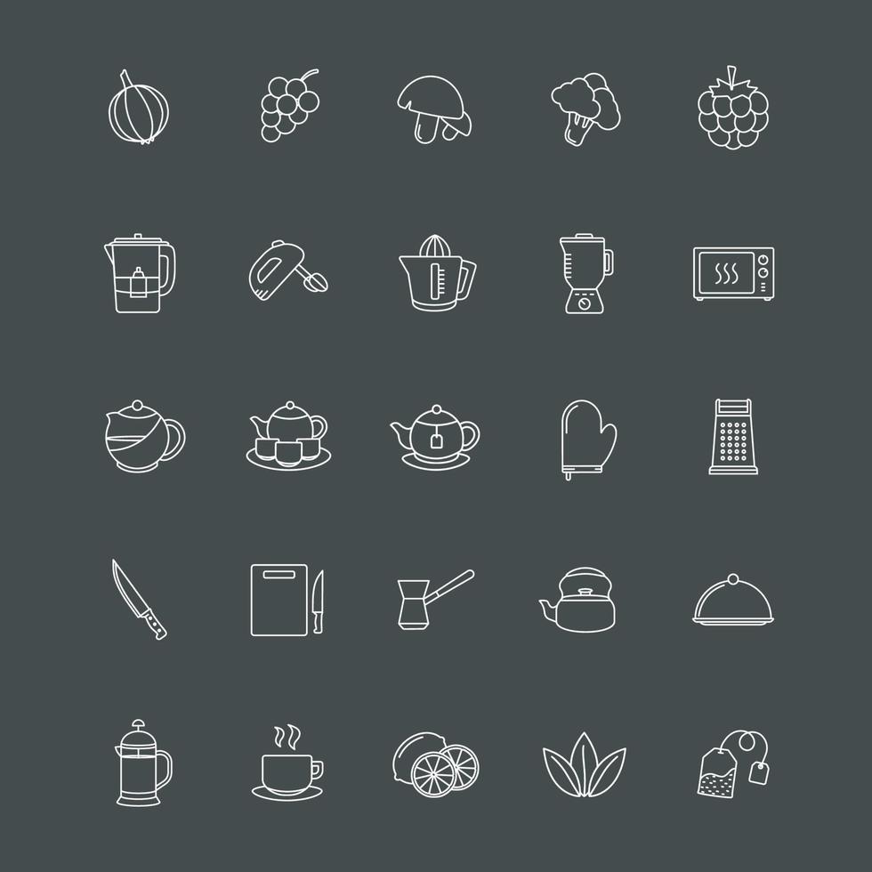 cooking icons big bundle workplace no text vector
