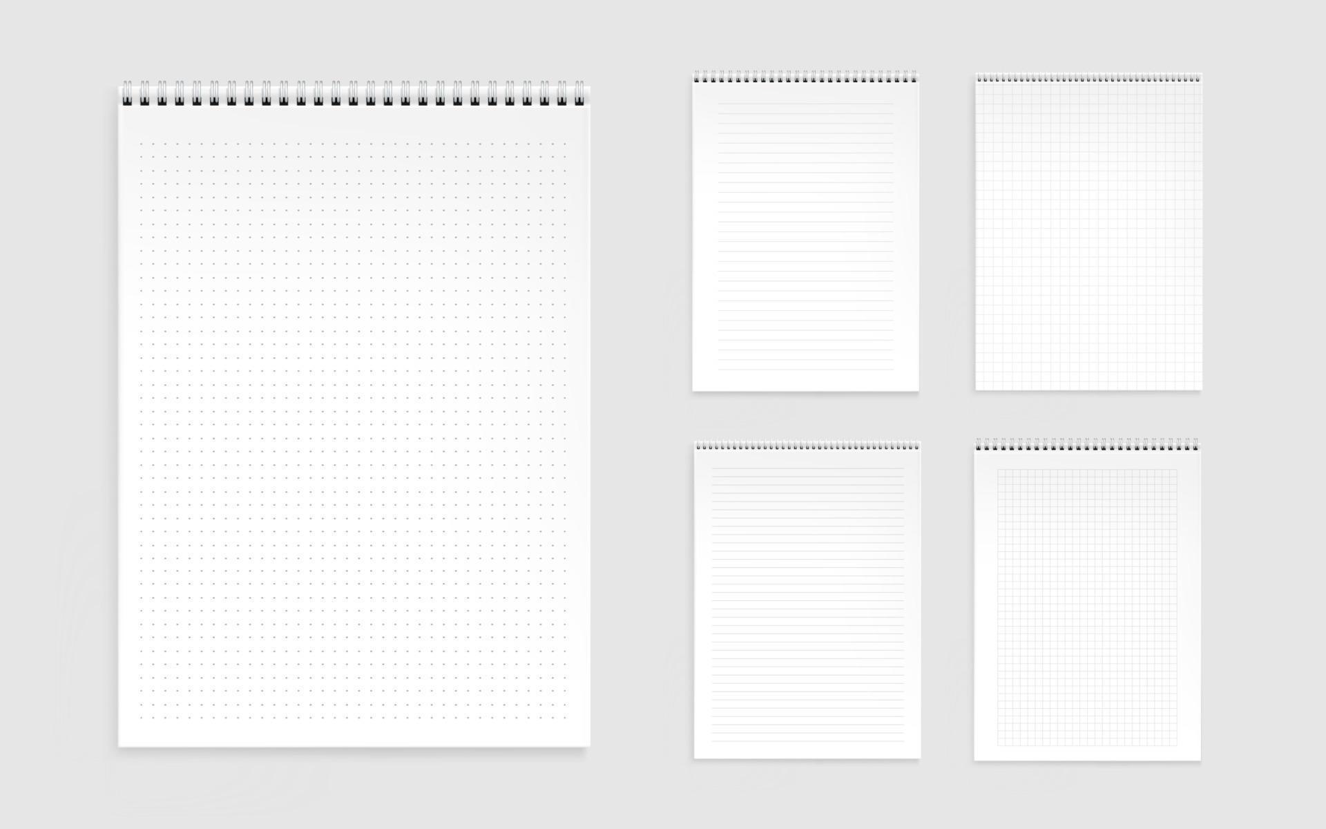 Notebook sheets.pages with lines, dots and checks. 15008036 Vector Art