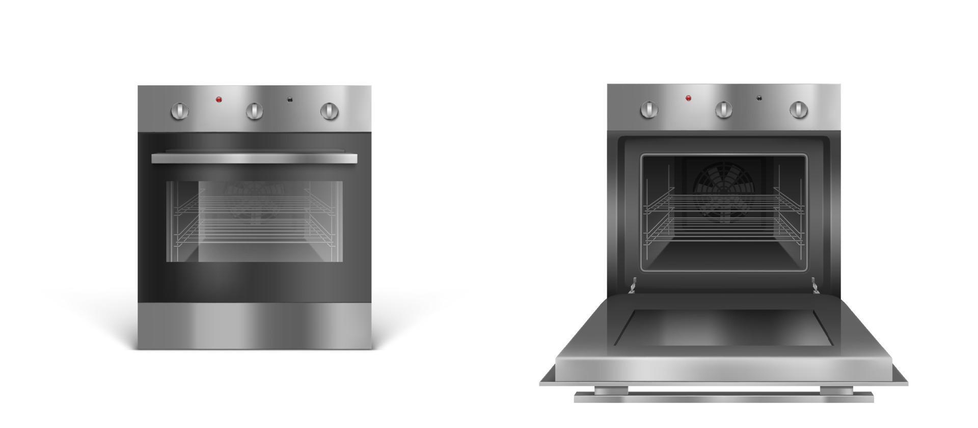 Oven, electric appliances, open or closed stove vector