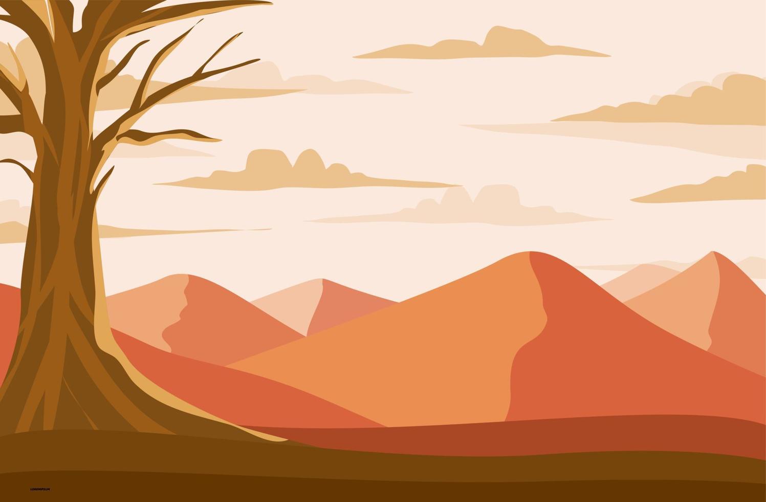 Flat Vector Landscape Illustration in autumn