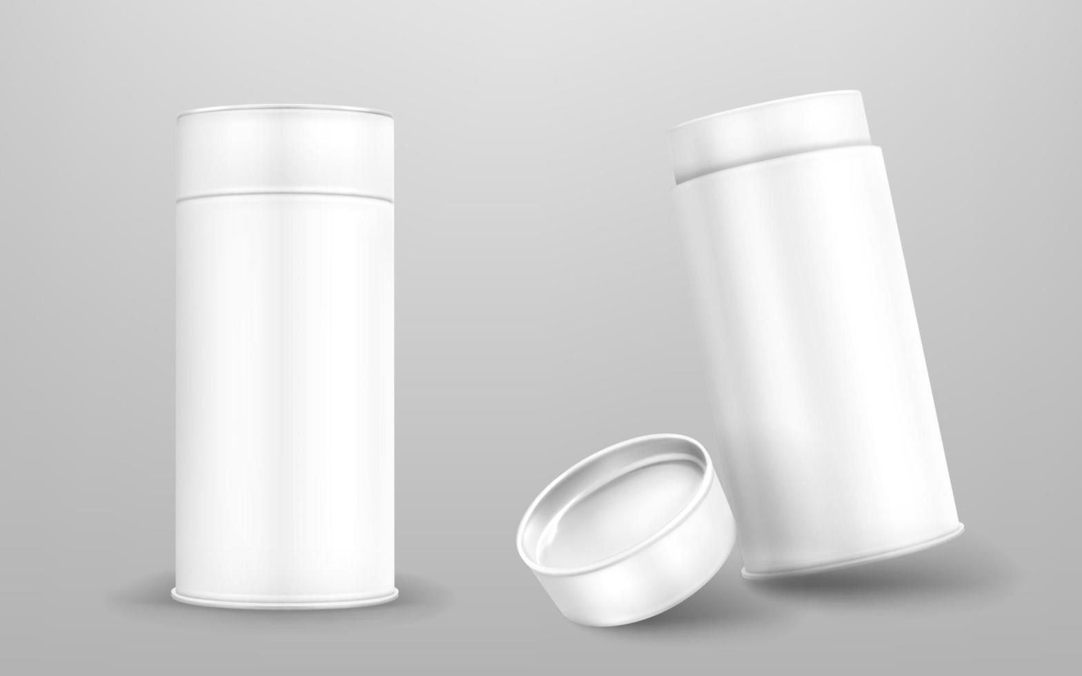 White paper tube with open and closed cap vector