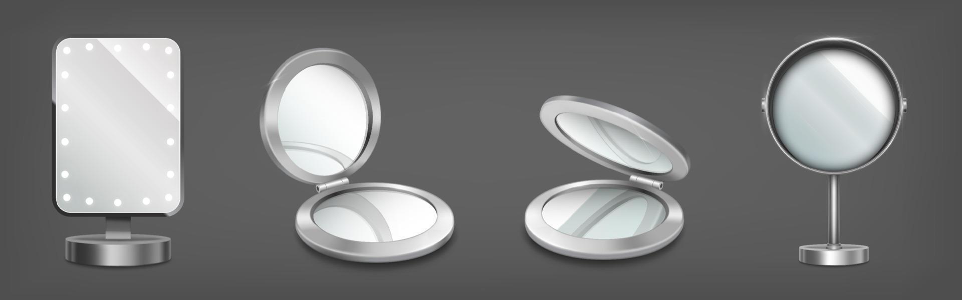 Makeup table mirrors, pocket cosmetic mirror vector