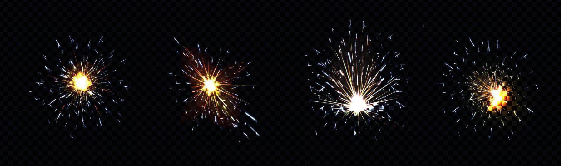 Fire sparks from metal welding or sparklers vector