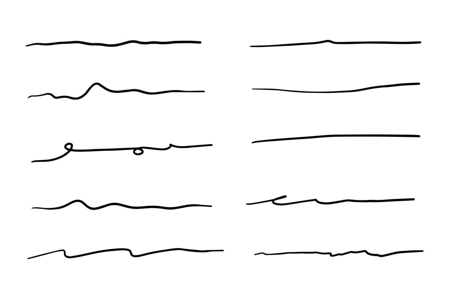 Vector set of hand drawn underline.