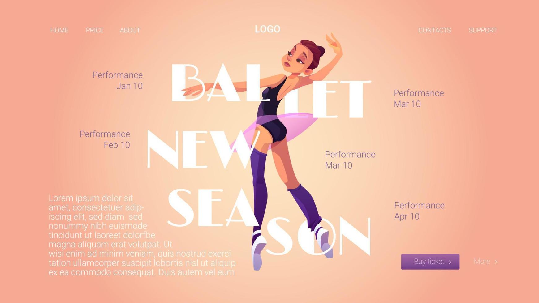 Ballet new season poster with ballerina vector