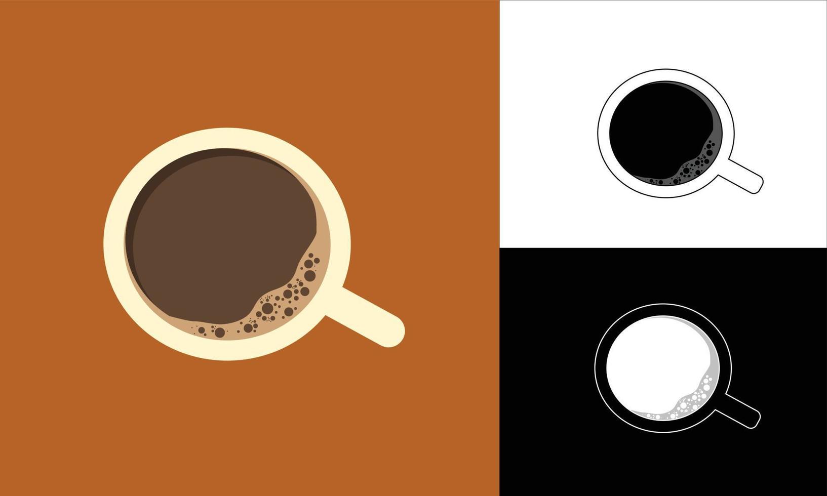 a glass of coffee top view vector