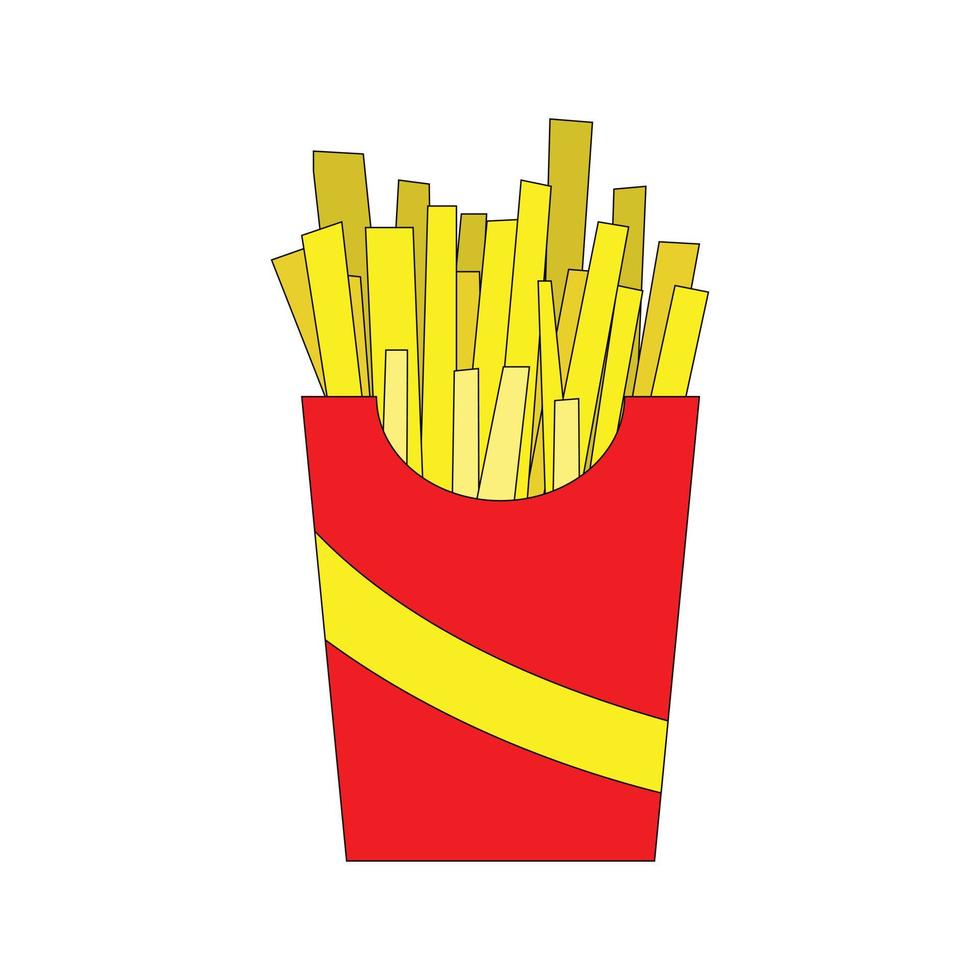 cartoon french fries, fried potato, fast food, junk food vector