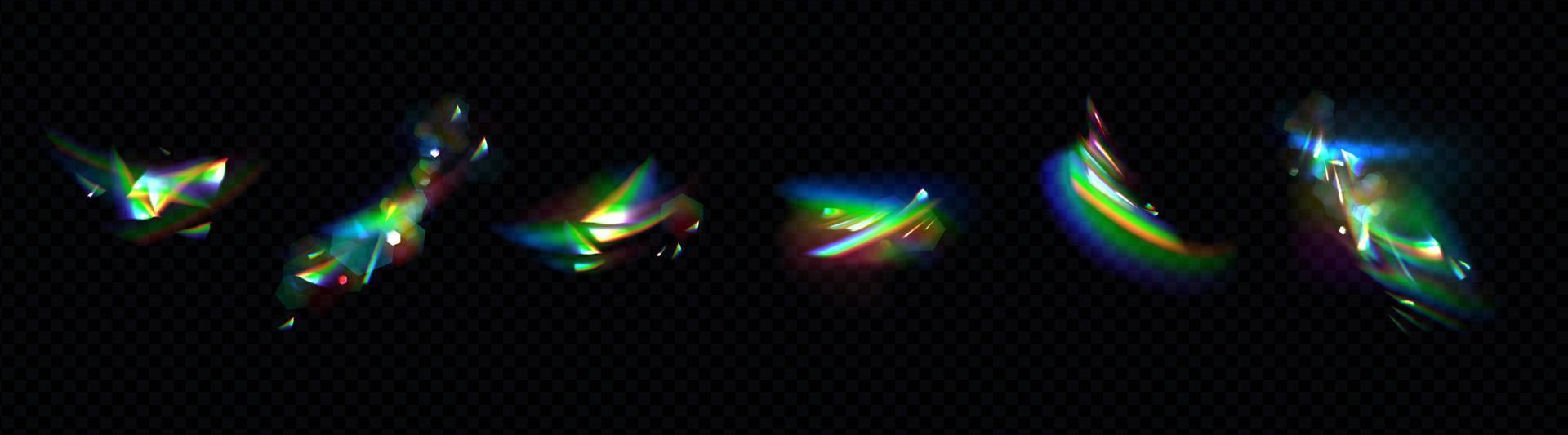 luces de arco iris de cristal, efectos de refracción de los rayos vector