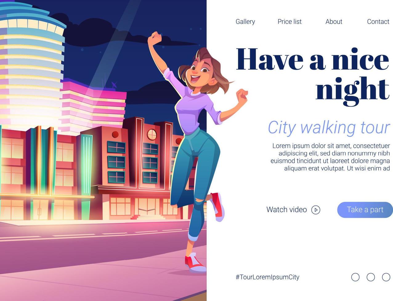 City walking tour, vacation with night walks vector