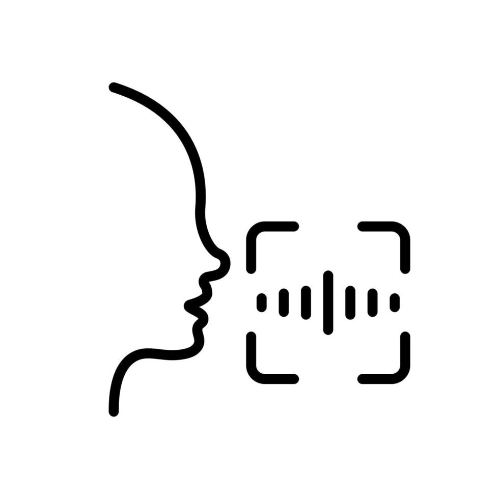 Access Identification by Voice to Smartphone Line Icon. Command Voice ID Recognition Technology Outline Pictogram. Speak for Access. Verification Symbol. Editable Stroke. Isolated Vector Illustration.