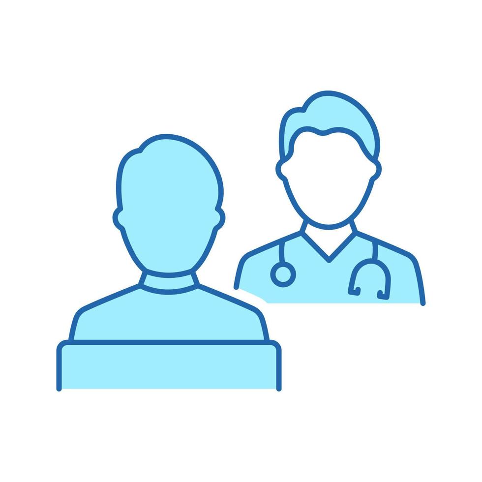 Consultation of Patient and Doctor with Stethoscope Line Icon. Hospital Physician Counseling Patient Color Pictogram. Health Care Dialog Outline Icon. Editable Stroke. Isolated Vector Illustration.
