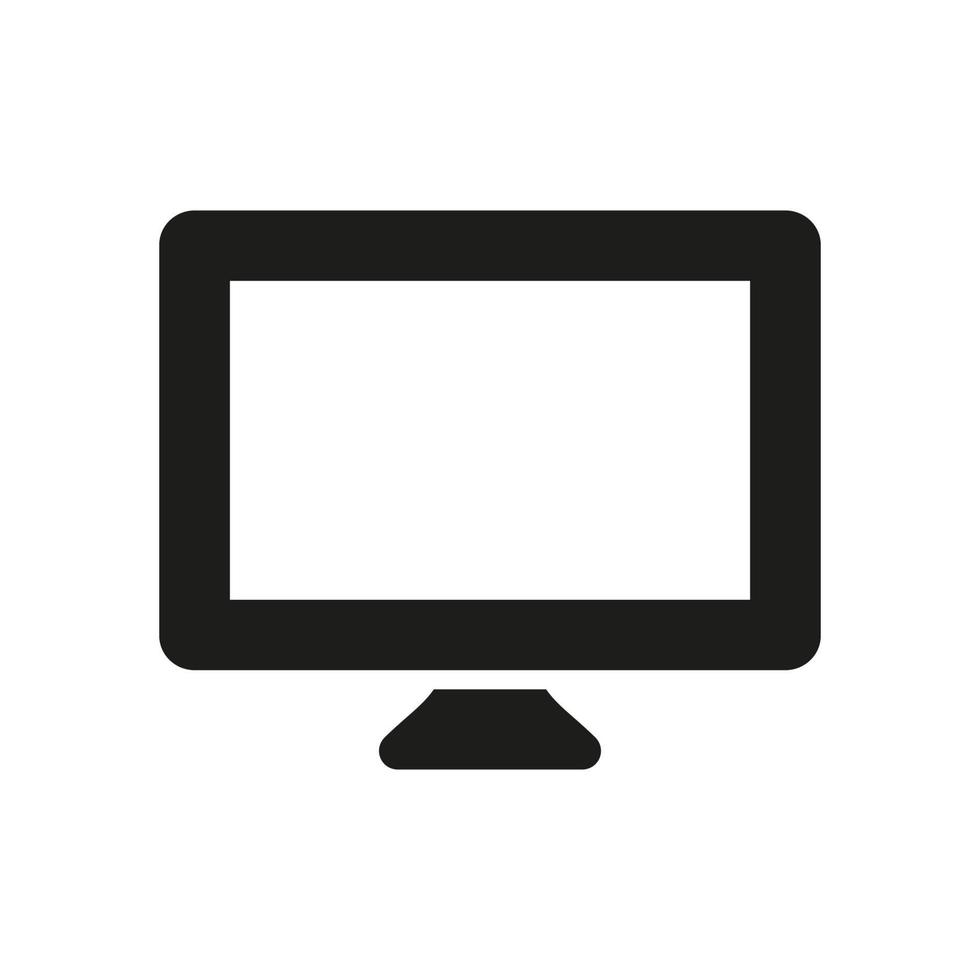 señal de pantalla del monitor. icono de silueta de monitor de computadora. pictograma de glifo de escritorio de pantalla ancha de pc. tv con símbolo de tecnología lcd digital. ilustración vectorial aislada. vector