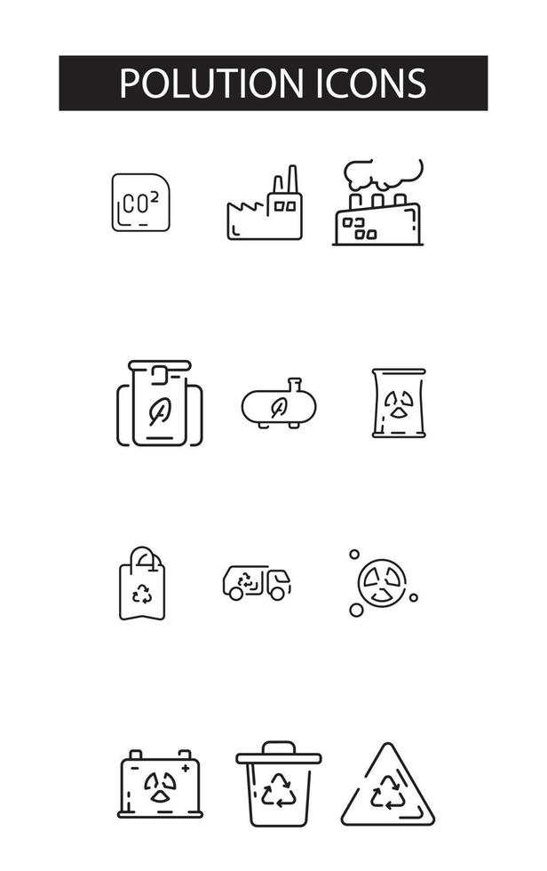 pollution icon design illustration environment and nature pollution icons vector
