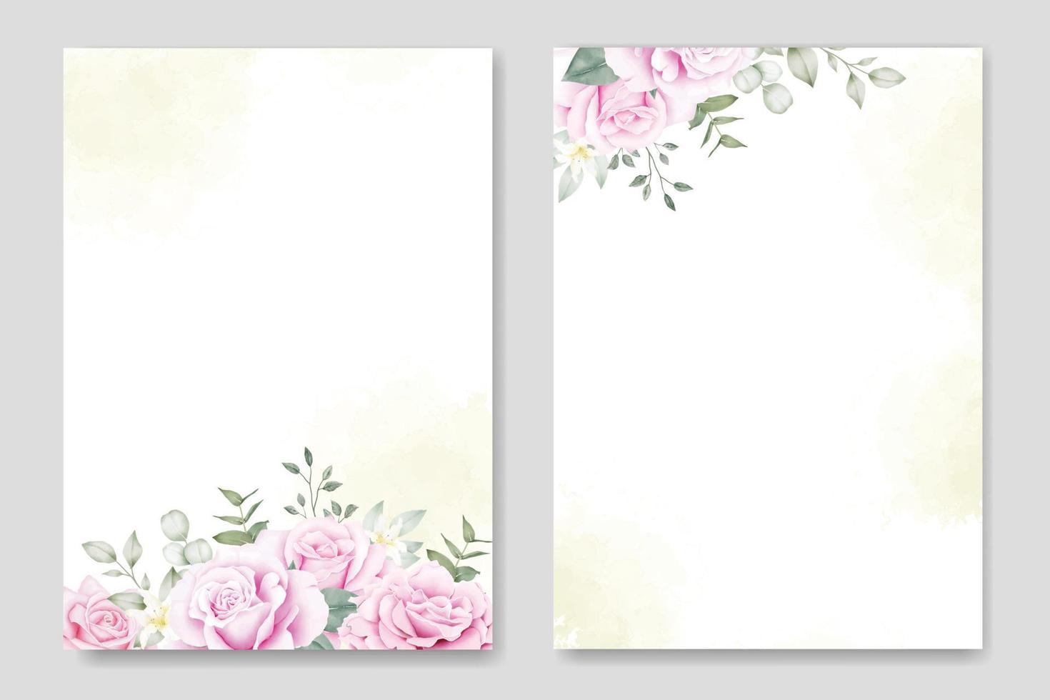 plantilla de tarjeta de invitación de boda de flores de rosas florales hermosas vector